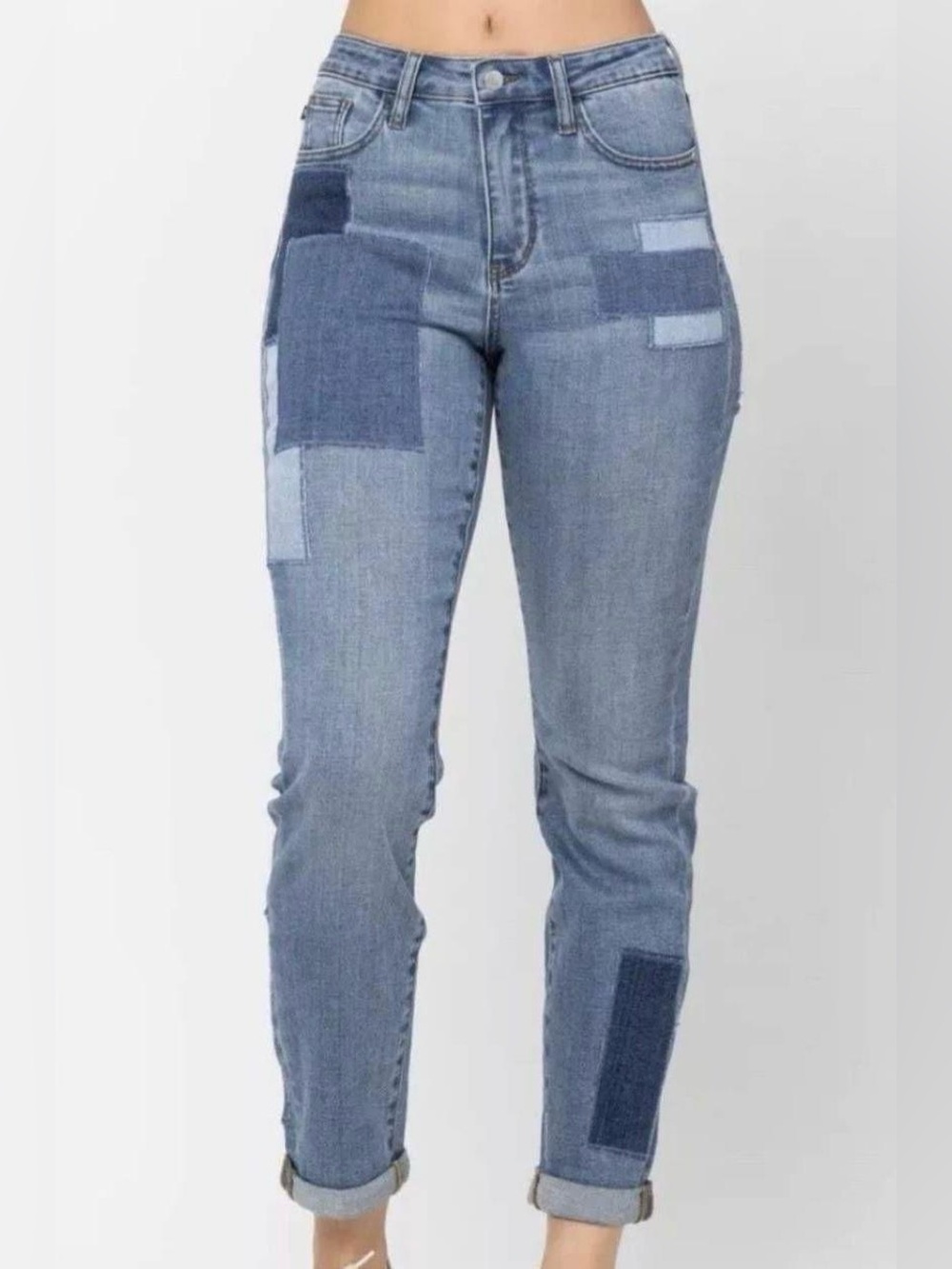 Judy Blue Boyfriend Patchwork Jeans